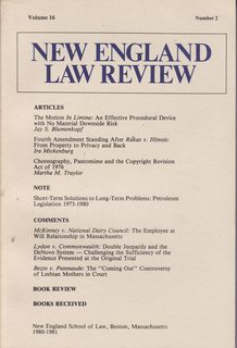 Image for New England Law Review: Volume 16 No. 2 1980-1981